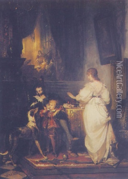 Portrait Of An Aristrocratic Family Oil Painting - Vaclav Brozik