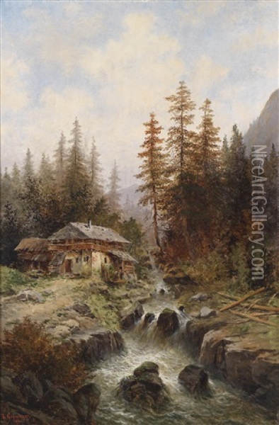 Der Schreiende Bach Bei Der Waldmuhle In Spital Am Pyrhn Oil Painting - Leopold Graninger