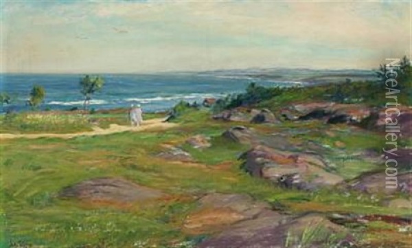 Coastal Scene With Persons Oil Painting - Sally Nikolai Philipsen