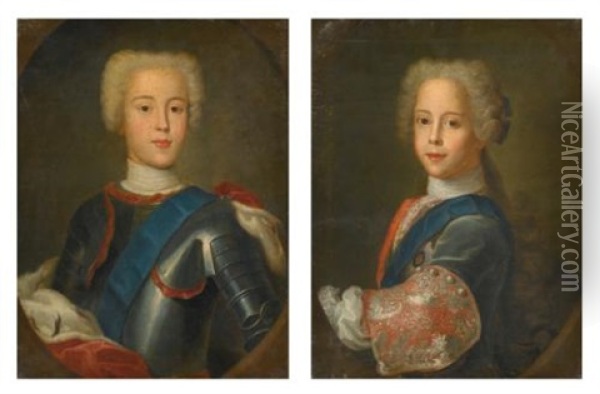 Portrait Of Prince Charles Edward Stuart; Portrait Of Prince Henry Benedict Stuart, Later Cardinal York (pair) Oil Painting - Antonio David
