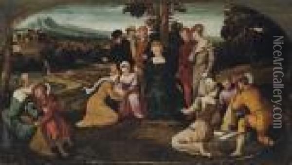 The Finding Of Moses Oil Painting - Bonifacio Veronese (Pitati)