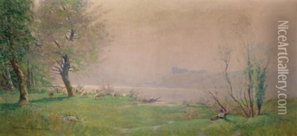 Spring Morning, Seine Oil Painting - Alexis Jean Fournier