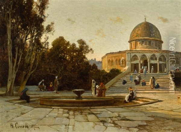 The Dome Of The Rock, Jerusalem Oil Painting - Hermann David Salomon Corrodi