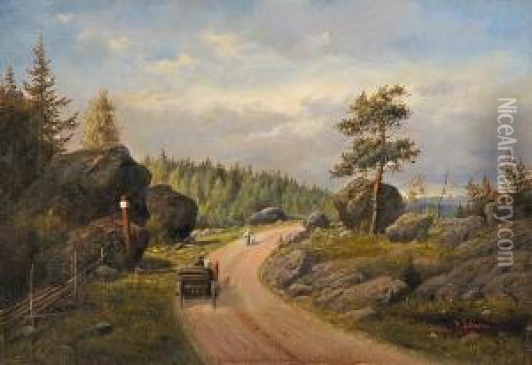 Auf Der Landstrase Oil Painting - Hermann Schnee