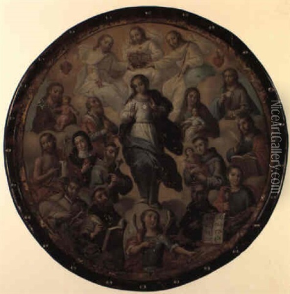 Coronacion De La Virgen (esudo De Monja) Oil Painting - Jose De Paez