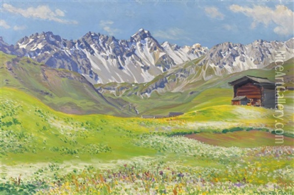 Junimorgen In Inner-arosa Oil Painting - Waldemar Theophil Fink