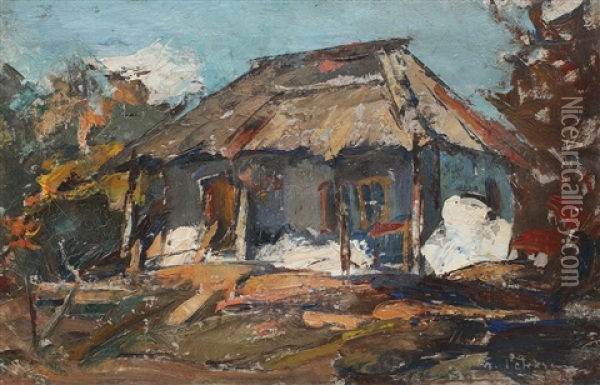 Casa La Tara Oil Painting - Gheorghe Petrascu