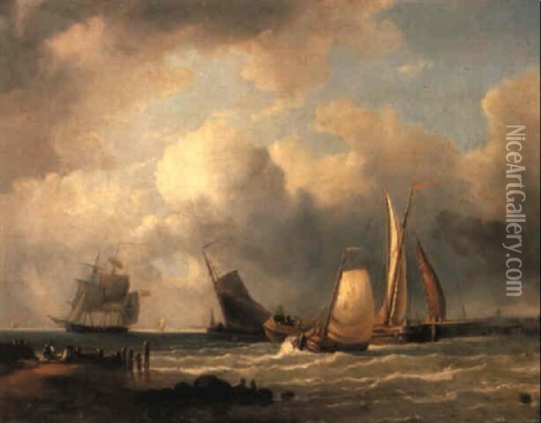A Breezy Day On The Zuider Zee Oil Painting - Abraham Hulk the Elder