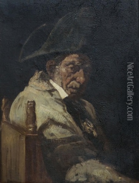 Distraught Seated Older Gentleman Oil Painting - Jacob Isaac Meyer de Haan