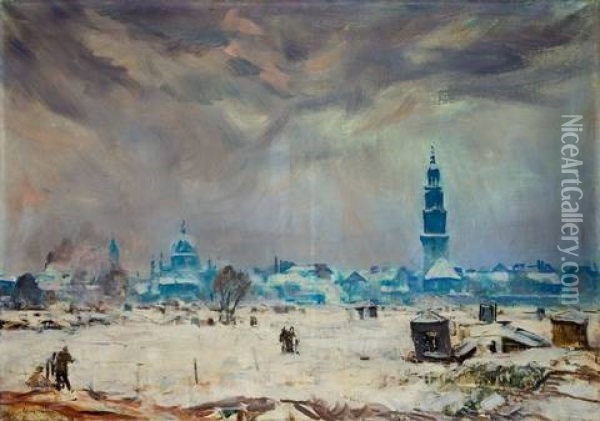 Potsdam Im Winter Oil Painting - Ulrich Huebner