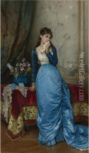 The Letter Oil Painting - Auguste Toulmouche