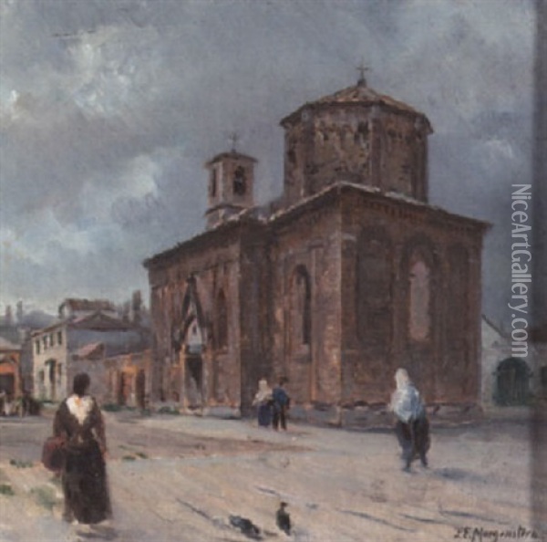 Romanische Kapelle, Chioggia In Der Lagune Oil Painting - Friedrich Ernst Morgenstern