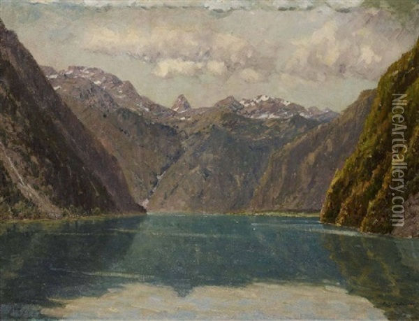 Der Konigssee Oil Painting - Leopold Schoenchen