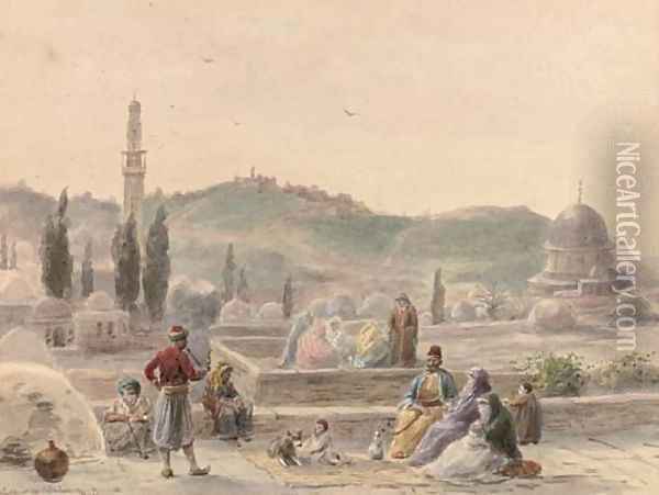 View over the Siloa Fountain to the Mount of Olives, Jerusalem Oil Painting - Paul Chardin