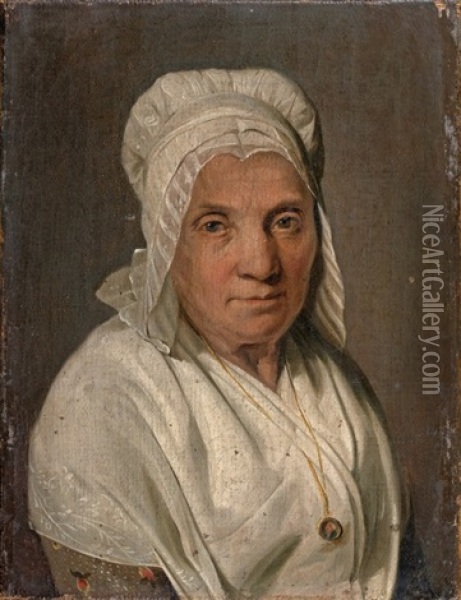Portrait De Femme En Costume Villageois Oil Painting - Louis Leopold Boilly
