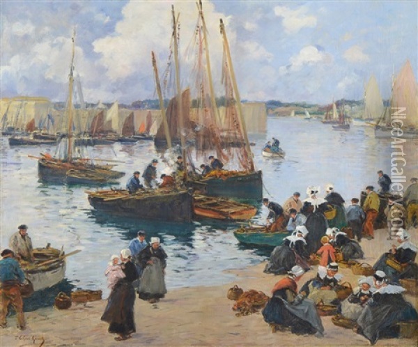 Escena De Puerto Breton Oil Painting - Fernand Marie Eugene Legout-Gerard