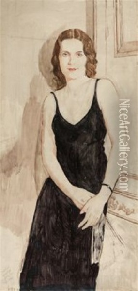 Portrat Der Sangerin Und Schauspielerin Jarmila Novotna (study) Oil Painting - Emil Orlik