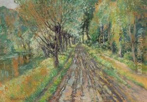 A Country Road By A River Oil Painting - Vaclav Radimsky