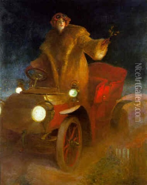 Vive L'auto Oil Painting - Georges Picard