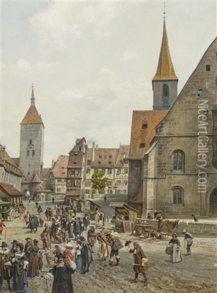 Market In The Period Of Gustav Adolf Ii Oil Painting - Paul Ritter