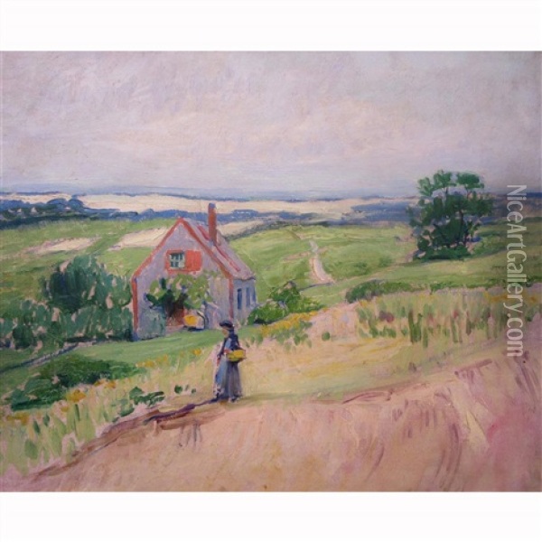 Cottage By The Shore, Cape Cod Oil Painting - Augusta Finkelnburg