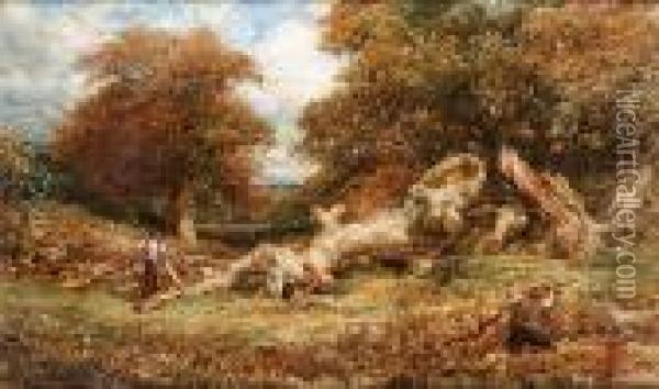 In The Forest Oil Painting - John Linnell