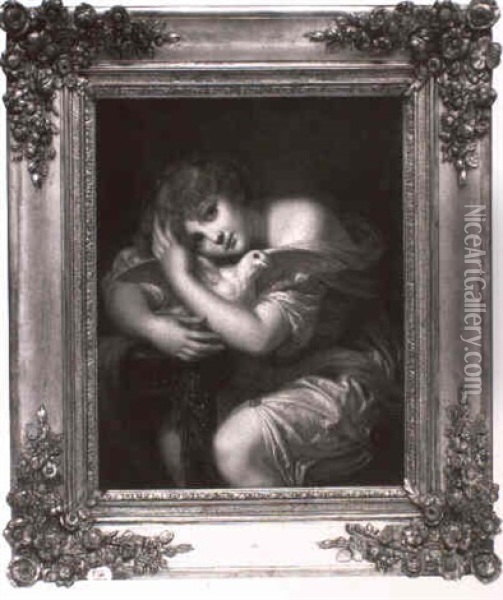 Portrait D'une Jeune Fille Tenant Une Colombe Oil Painting - Jean Baptiste Greuze