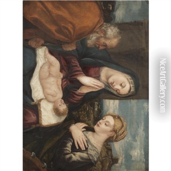 The Holy Family With Saint Catherine Of Alexandria Oil Painting - Polidoro da Lanciano