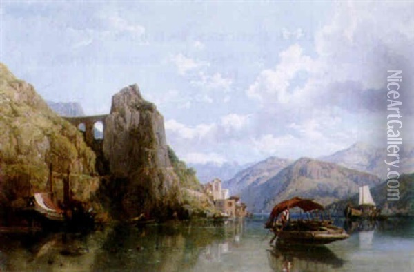 On Lake Como Oil Painting - Ascan Lutteroth