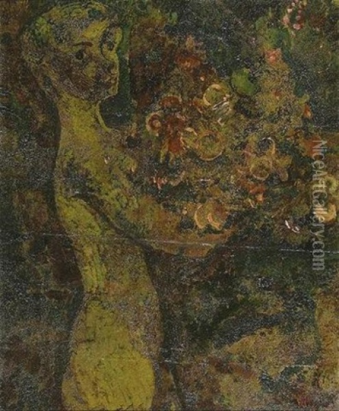 Jeune Femme Au Bouquet De Fleurs Oil Painting - Frits Van Den Berghe