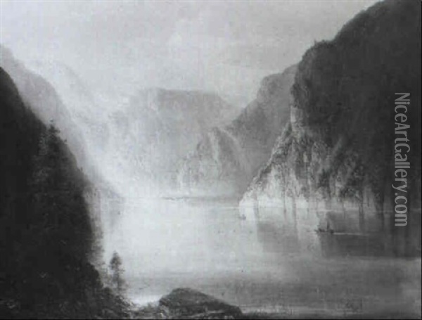 Der Konigssee Oil Painting - Ferdinand Feldhuetter