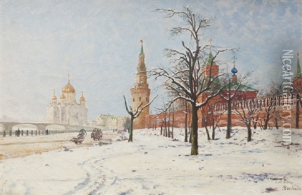 Moscou Sous La Neige Oil Painting - Paul Louis Bouchard