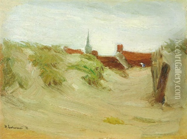 Dunen Von Katwijk - Landschaft Mit Kirche Oil Painting - Max Liebermann