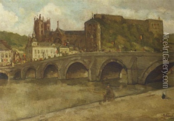 A View Of Bouillon, Belgium Oil Painting - Abraham Fresco