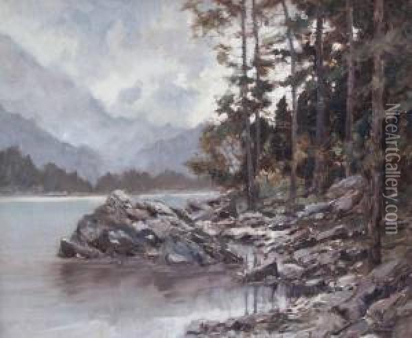 Uferlandschaft Oil Painting - Anton Muller-Wischin