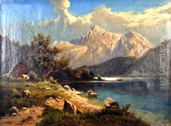 Hollengebirge Am Attersee Oil Painting - Fritz Chwala