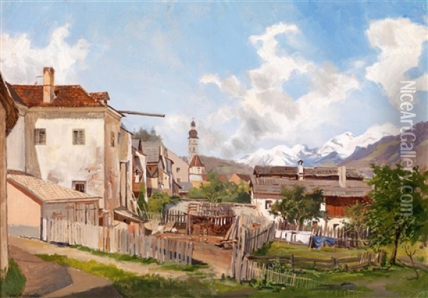 Dorf In Tirol Oil Painting - Theodor von Hoermann