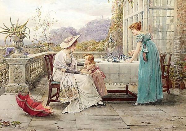 Afternoon Tea 2 Oil Painting - George Goodwin Kilburne