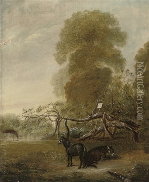 Ribston Apple Tree With Favorite Pony And Donkey Oil Painting - John E. Ferneley