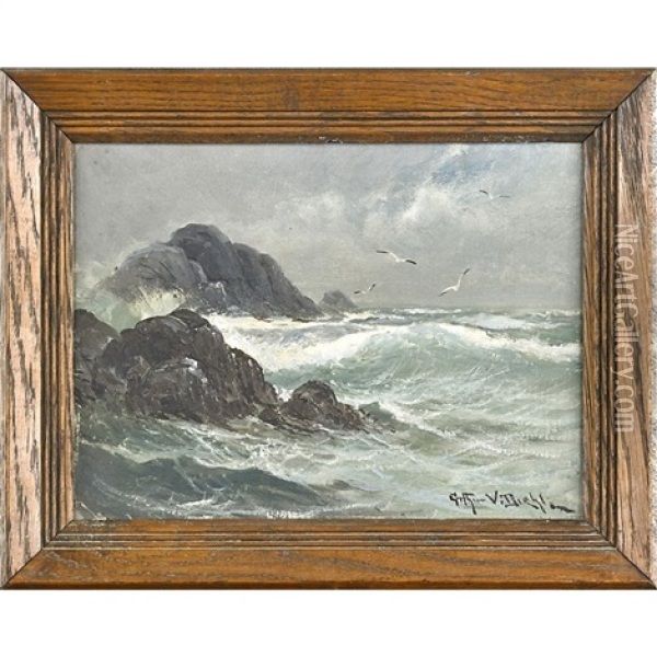 Stormy Seascape Oil Painting - Arthur Vidal Diehl