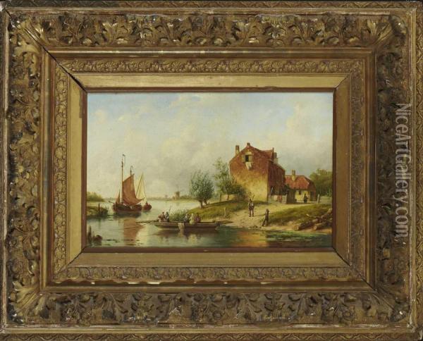Hollandische Flusslandschaft Oil Painting - Emanuel De Vries