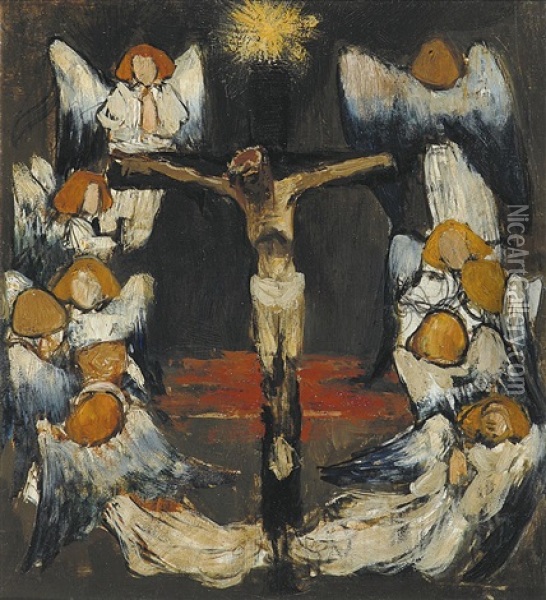 Le Christ Entoure D'anges Oil Painting - Henri Evenepoel