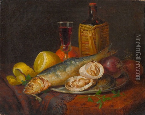 Kuchenstillleben Oil Painting - Josef Lauer