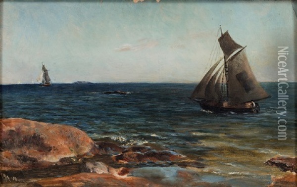 Sailing By The Shore Oil Painting - Akseli Valdemar Gallen-Kallela