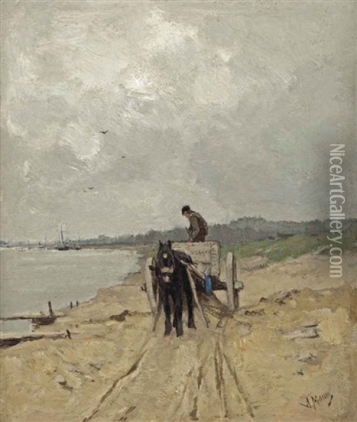 Zandrijder: The Sand-cart Oil Painting - Anton Mauve