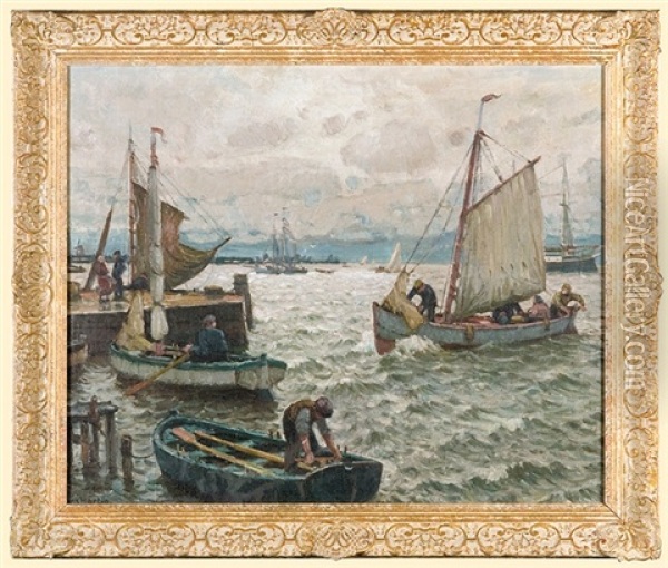 In The Port Oil Painting - Hans Hartig