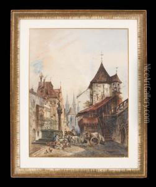 Rothenburg Ob Der Tauber Oil Painting - Friedrich Perlberg