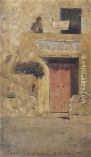 La Porta Rossa Oil Painting - Vincenzo Caprile
