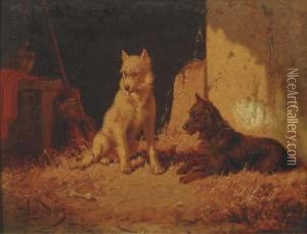 Guarding The Yard Oil Painting - Vincent de Vos