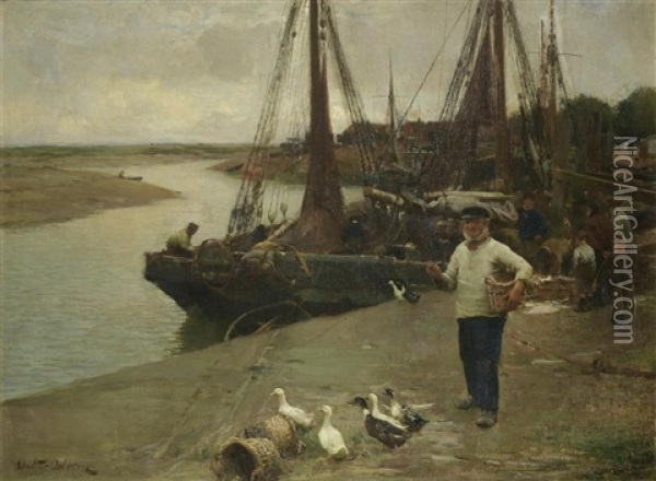 When The Boats Come In Oil Painting - Walter Frederick Osborne